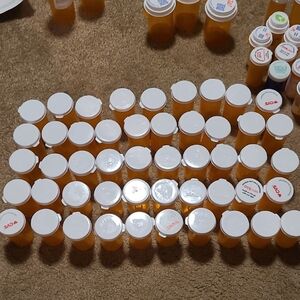 Orange Prescription Bottles with White Caps